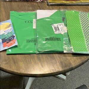 Talbots Green Flyaway Cardigan and Shell Tops and Leaf Scarf Set Size MP NWT